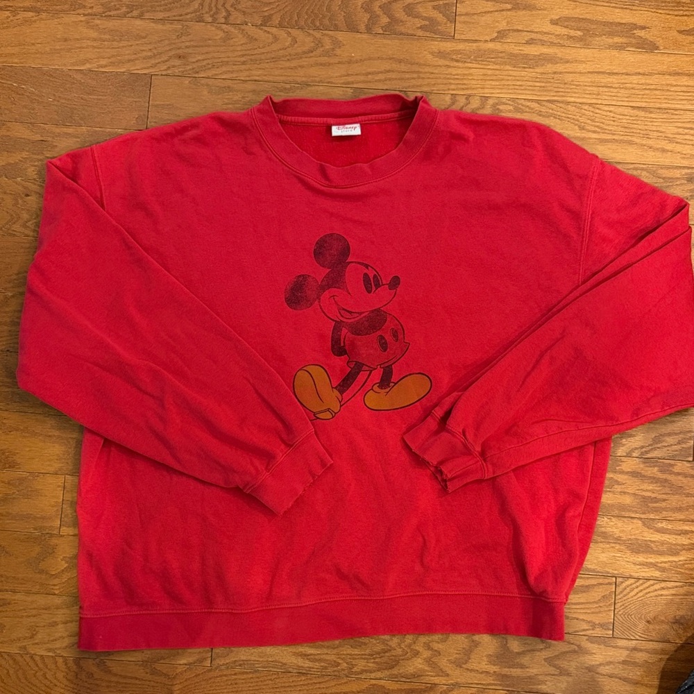 Disney Red Mickey Mouse Sweatshirt with Yellow Accents